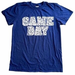 GAME DAY Leopard Print Navy Blue Graphic Tee Shirt